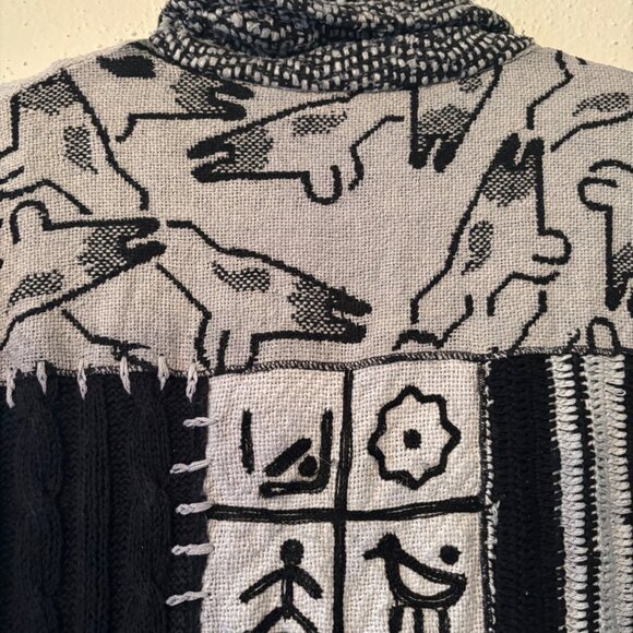 Sandy Starkman Womens Black White Embroidered Patchwork Art to Wear Jacket - Picture 16 of 16